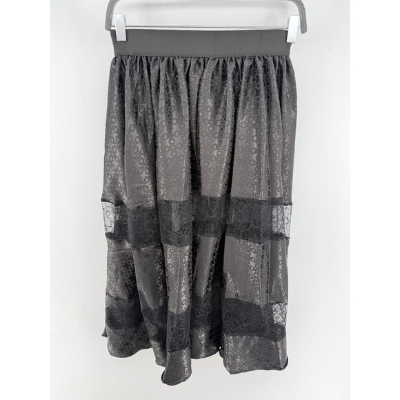 Ahiri Lace Satin Clover Skirt Black Unlined Size S - Picture 1 of 5
